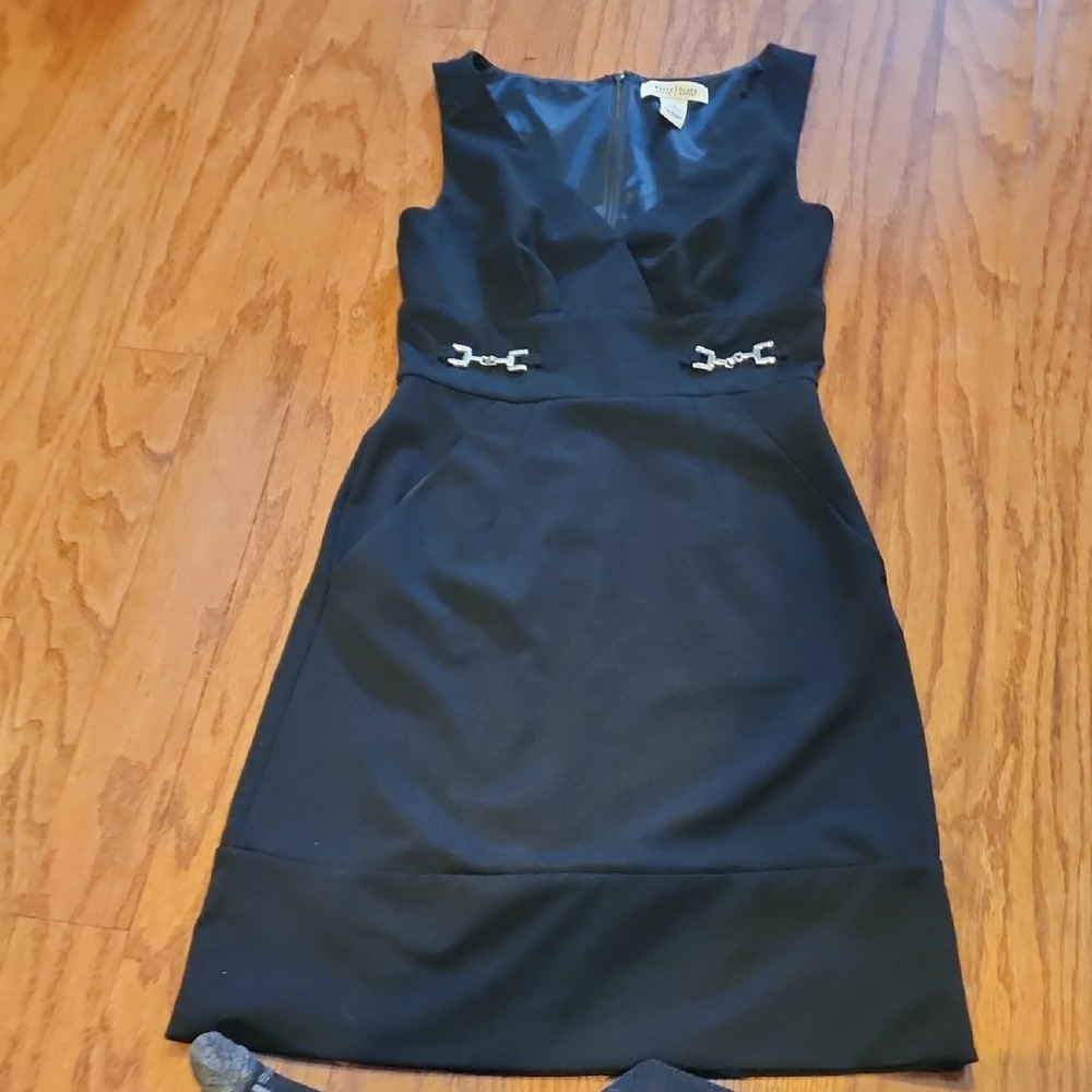 White House Black Market Black Mini Dress with Silver Accents